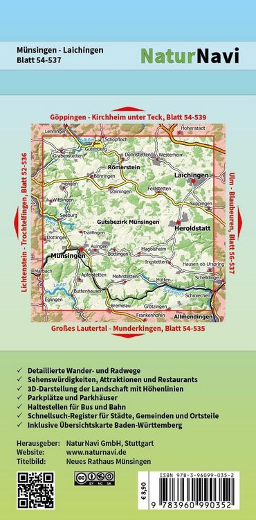 Produktbild: M&uuml;nsingen - Laichingen 1 : 25 000, Blatt 54-537