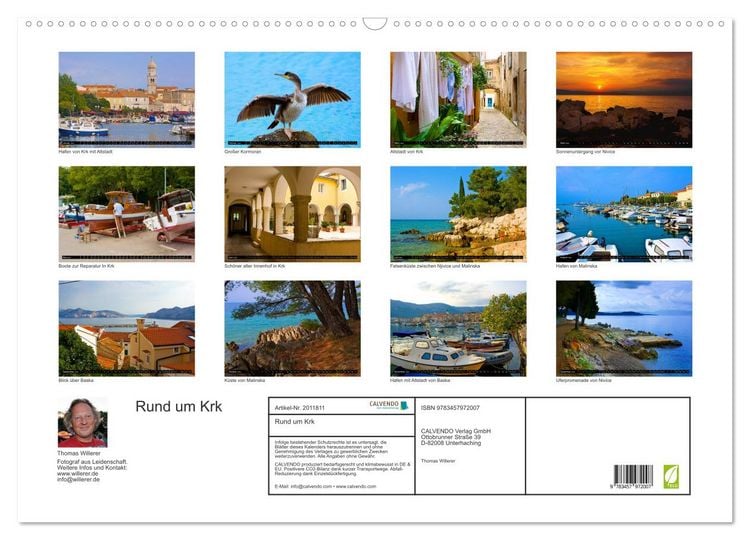 Produktbild: Rund um Krk (Wandkalender 2026 DIN A2 quer), CALVENDO Monatskalender