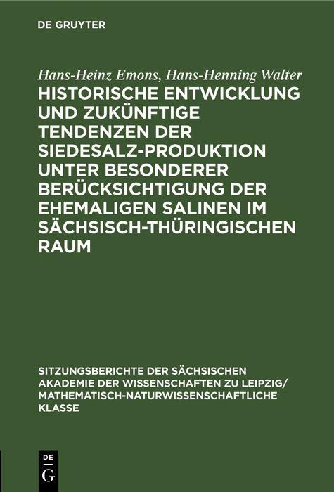 Produktbild: Historische Entwicklung und zuk&uuml;nftige Tendenzen der Siedesalz-Produktion unter besonderer Ber&uuml;cksichtigung der ehemaligen Salinen im s&auml;chsisch-th&uuml;rin