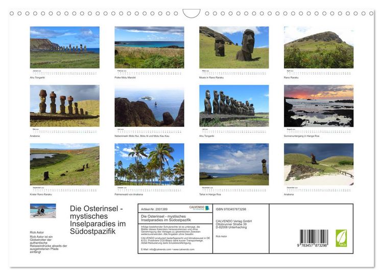 Produktbild: Die Osterinsel - mystisches Inselparadies im S&uuml;dostpazifik (Wandkalender 2026 DIN A3 quer), CALVENDO Monatskalender