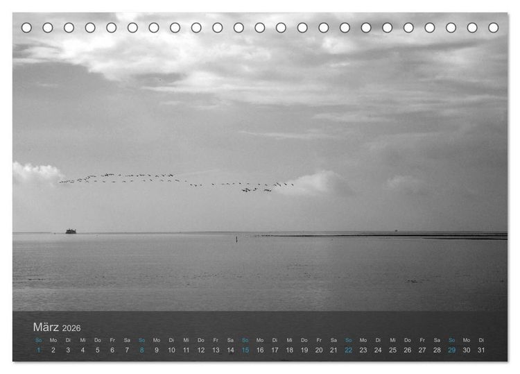 Produktbild: Seest&uuml;cke. Schwarzwei&szlig;e Nordseeimpressionen 2026 (Tischkalender 2026 DIN A5 quer), CALVENDO Monatskalender