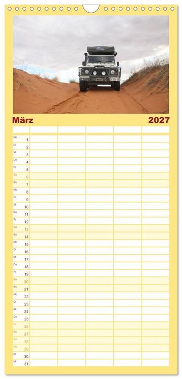 Produktbild: Familienplaner 2027 - Land Rover Defender - Unterwegs in Afrika mit 5 Spalten (Wandkalender, 21 x 45 cm) CALVENDO
