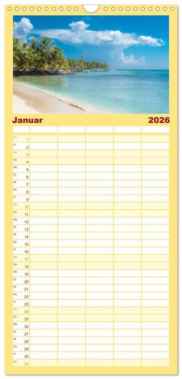 Produktbild: Familienplaner 2026 - Karibik Traum Isla Saona mit 5 Spalten (Wandkalender, 21 x 45 cm) CALVENDO