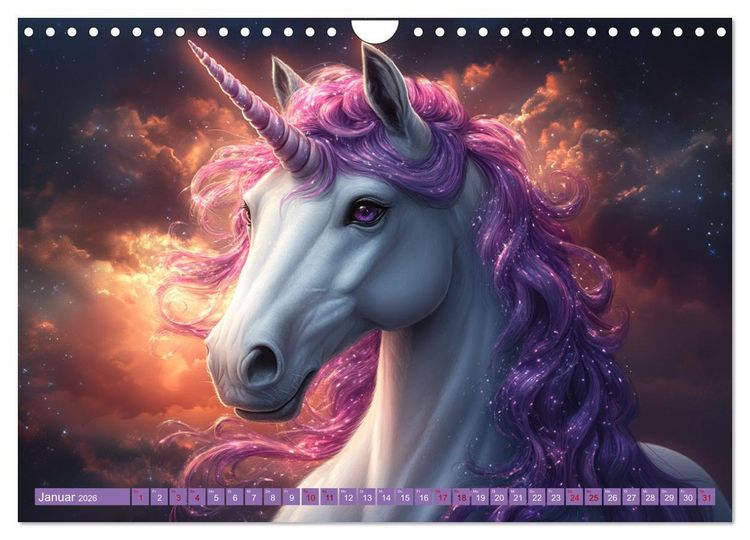 Produktbild: Zwischen Glitzer und Fantasie-Einh&ouml;rner durchs Jahr (Wandkalender 2026 DIN A4 quer), CALVENDO Monatskalender