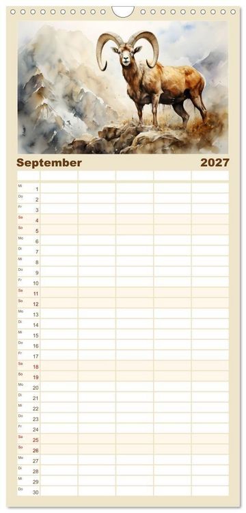 Produktbild: Familienplaner 2027 - Die Magie der Bergwelt mit 5 Spalten (Wandkalender, 21 x 45 cm) CALVENDO