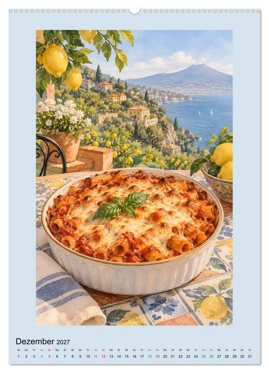 Produktbild: Pastagl&uuml;ck - Gemalte Gaumenfreuden (hochwertiger Premium Wandkalender 2027 DIN A2 hoch), Kunstdruck in Hochglanz