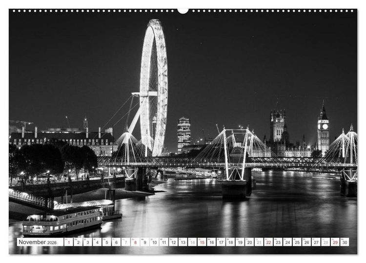 Produktbild: London Stadt an der Themse (hochwertiger Premium Wandkalender 2026 DIN A2 quer), Kunstdruck in Hochglanz