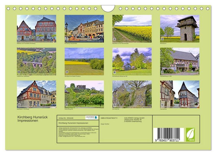 Produktbild: Kirchberg Hunsr&uuml;ck Impressionen (Wandkalender 2026 DIN A4 quer), CALVENDO Monatskalender
