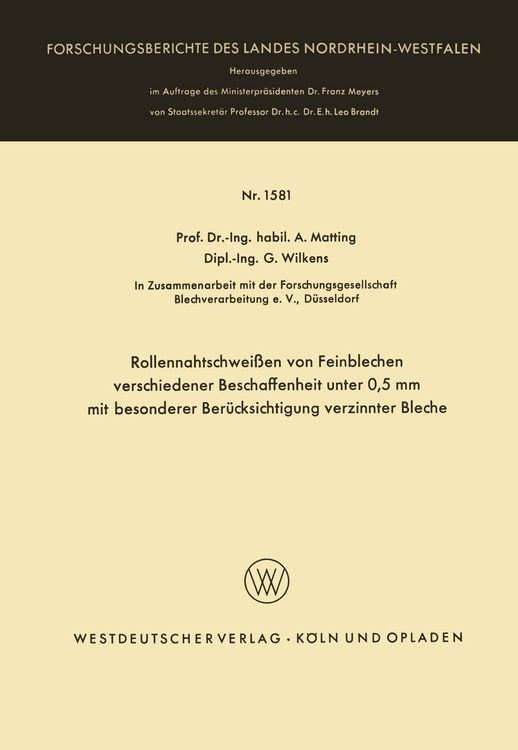 Produktbild: Rollennahtschwei&szlig;en von Feinblechen verschiedener Beschaffenheit unter 0,5 mm mit besonderer Ber&uuml;cksichtigung verzinnter Bleche