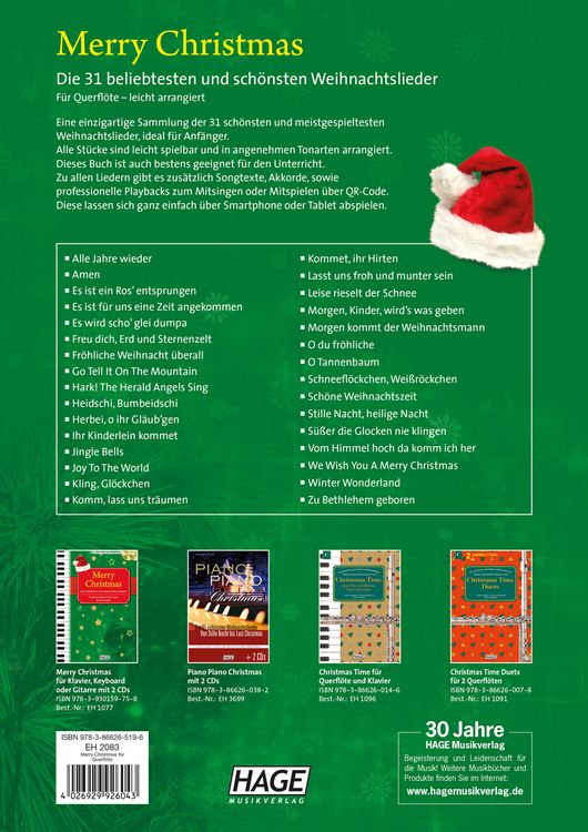 Produktbild: Merry Christmas f&uuml;r C-Instrumente (Querfl&ouml;te, Oboe)