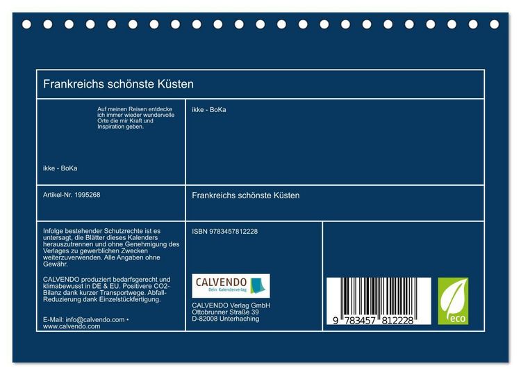 Produktbild: Frankreichs sch&ouml;nste K&uuml;sten (Tischkalender 2026 DIN A5 quer), CALVENDO Monatskalender