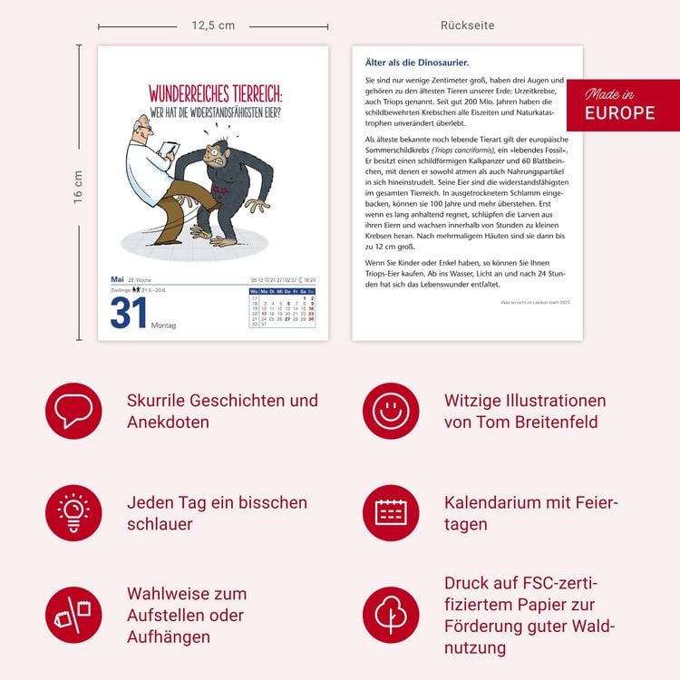 Produktbild: Was so nicht im Lexikon steht Tagesabrei&szlig;kalender 2027 - Kuriosit&auml;ten, Hist&ouml;rchen und merkw&uuml;rdige Geschichten