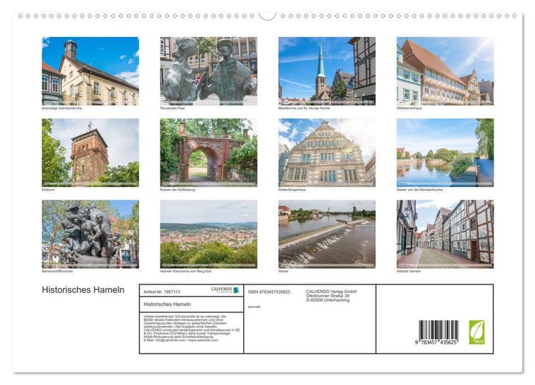 Produktbild: Historisches Hameln (hochwertiger Premium Wandkalender 2026 DIN A2 quer), Kunstdruck in Hochglanz