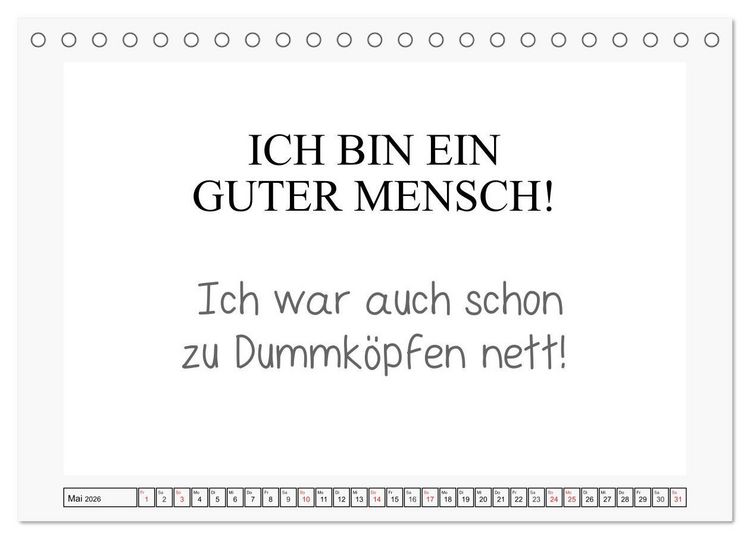 Produktbild: Typo-Kalender f&uuml;r das B&uuml;ro. Sarkasmus und fiese Spr&uuml;che (Tischkalender 2026 DIN A5 quer), CALVENDO Monatskalender