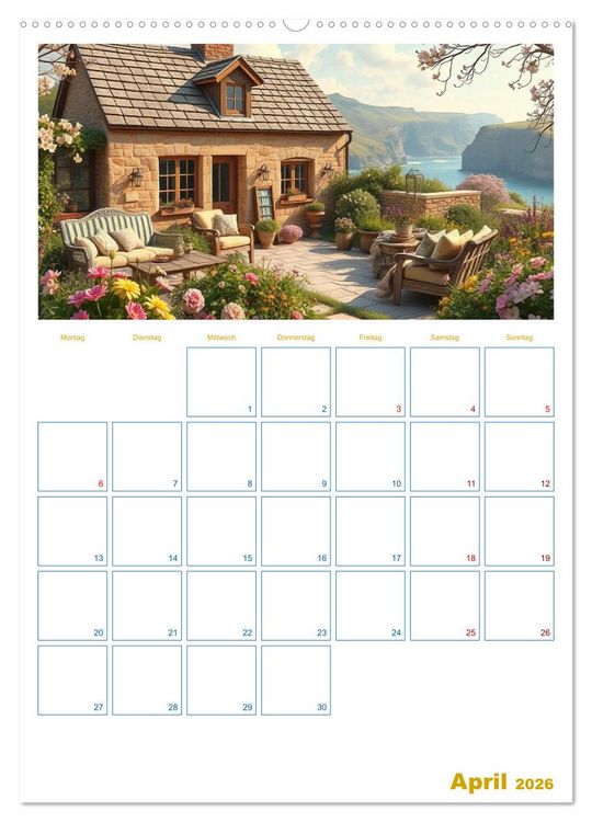 Produktbild: Cottagetr&auml;ume - Ein Jahr voller l&auml;ndlicher Magie (Wandkalender 2026 DIN A2 hoch), CALVENDO Monatskalender