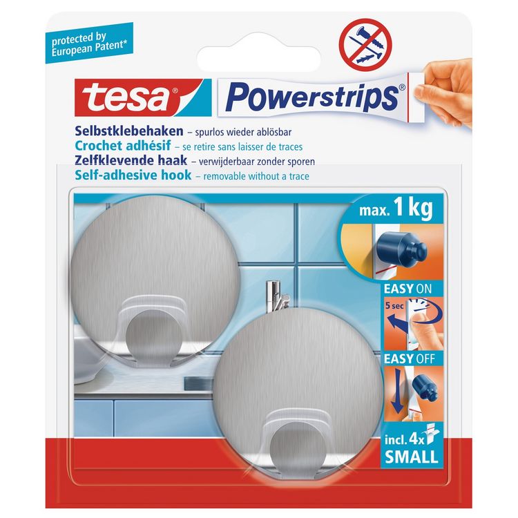 Produktbild: tesa Klebehaken Powerstrips Small Metall rund