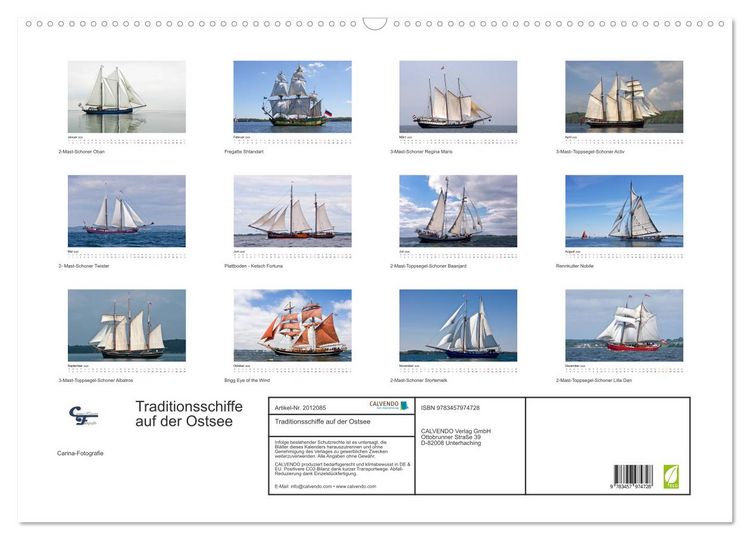 Produktbild: Traditionsschiffe auf der Ostsee (Wandkalender 2026 DIN A2 quer), CALVENDO Monatskalender