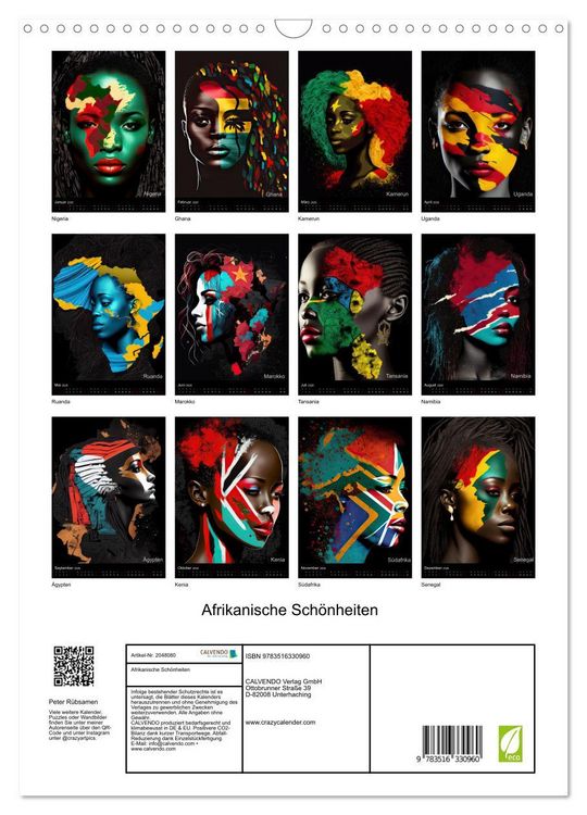 Produktbild: Afrikanische Sch&ouml;nheiten (Wandkalender 2026 DIN A3 hoch), CALVENDO Monatskalender