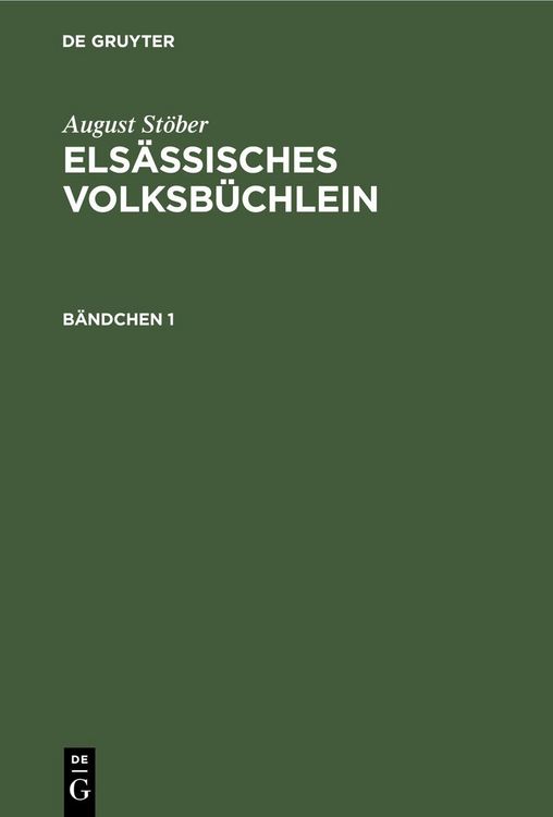 Produktbild: August St&ouml;ber: Els&auml;ssisches Volksb&uuml;chlein. B&auml;ndchen 1