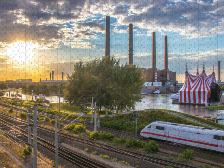 Produktbild: CALVENDO Puzzle Blick von der Stadtbr&uuml;cke Wolfsburg 1000 Teile Lege-Gr&ouml;&szlig;e 64 x 48 cm Foto-Puzzle Bild von Jens L. Heinrich