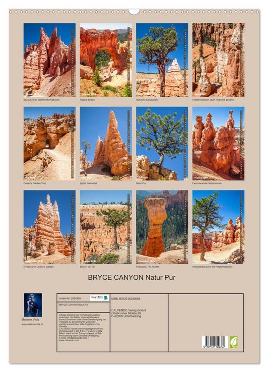 Produktbild: BRYCE CANYON Natur Pur (Wandkalender 2026 DIN A2 hoch), CALVENDO Monatskalender