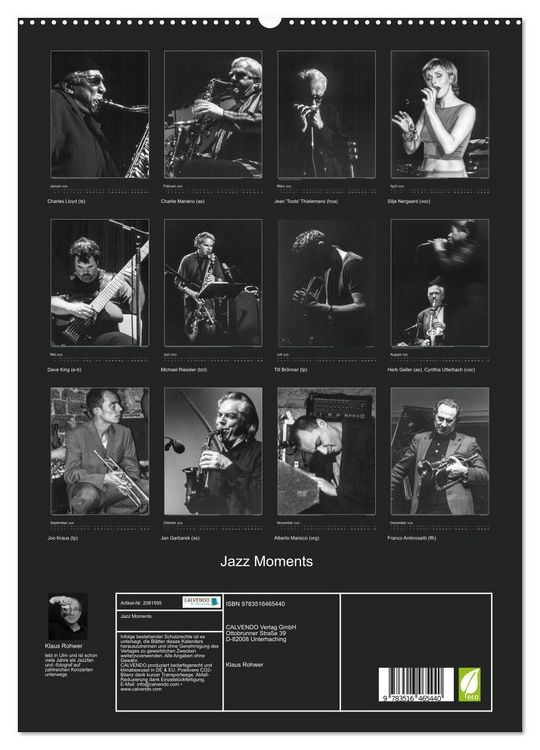 Produktbild: Jazz Moments (Wandkalender 2026 DIN A2 hoch), CALVENDO Monatskalender