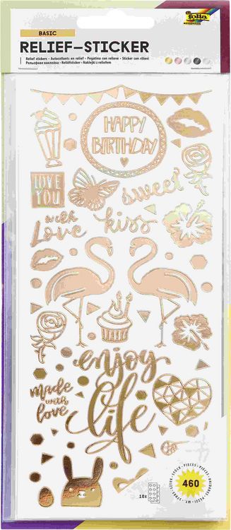 Produktbild: Folia  Relief-Sticker BASIC, ca. 10x24cm, 10 Blatt sortiert