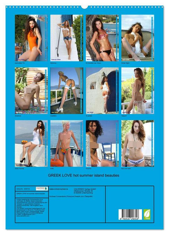 Produktbild: GREEK LOVE hot summer island beauties (hochwertiger Premium Wandkalender 2026 DIN A2 hoch), Kunstdruck in Hochglanz