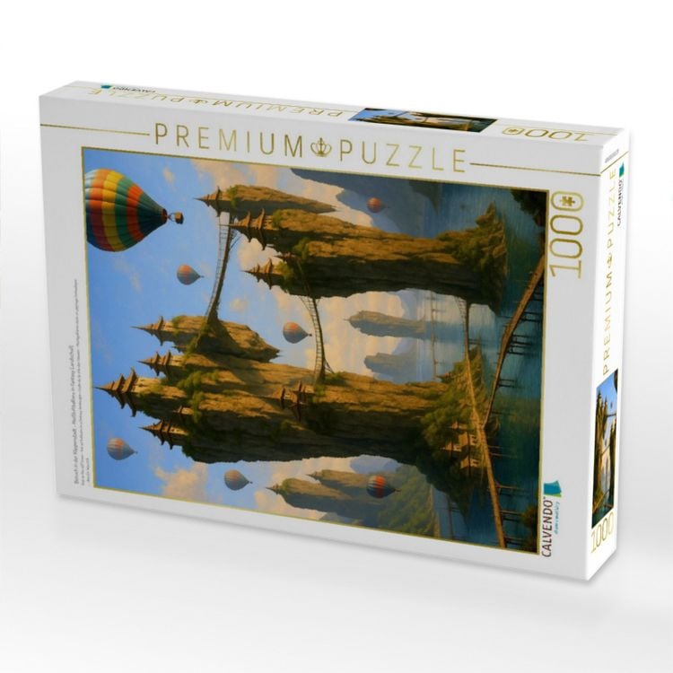 Produktbild: CALVENDO Puzzle Besuch in der Klippenstadt - Hei&szlig;luftballons in Fantasy Landschaft | 1000 Teile Lege-Gr&ouml;&szlig;e 64x48cm Foto-Puzzle f&uuml;r gl&uuml;ckliche Stunden