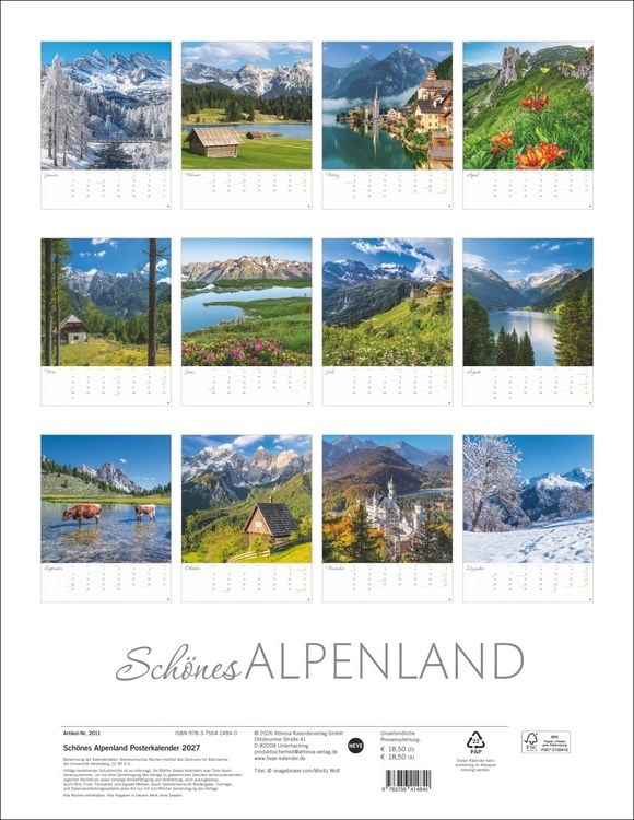 Produktbild: Sch&ouml;nes Alpenland Posterkalender 2027