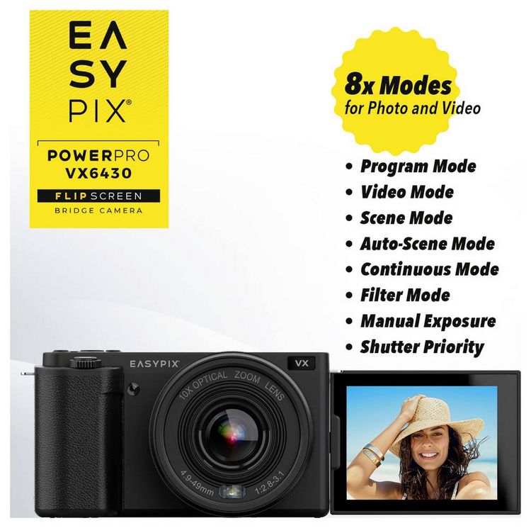 Produktbild: Easypix VX6430 Digitalkamera 64 Megapixel Opt. Zoom: 10 x Schwarz 4K-Video