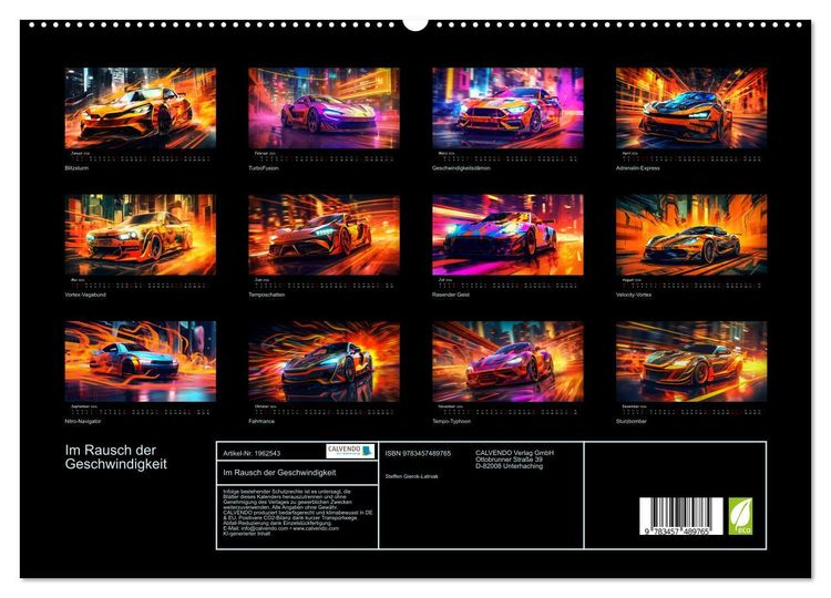 Produktbild: Im Rausch der Geschwindigkeit (hochwertiger Premium Wandkalender 2026 DIN A2 quer), Kunstdruck in Hochglanz