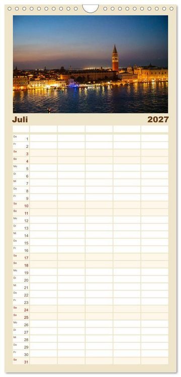 Produktbild: Familienplaner 2027 - Sehnsuchtsh&auml;fen in der Nacht mit 5 Spalten (Wandkalender, 21 x 45 cm) CALVENDO