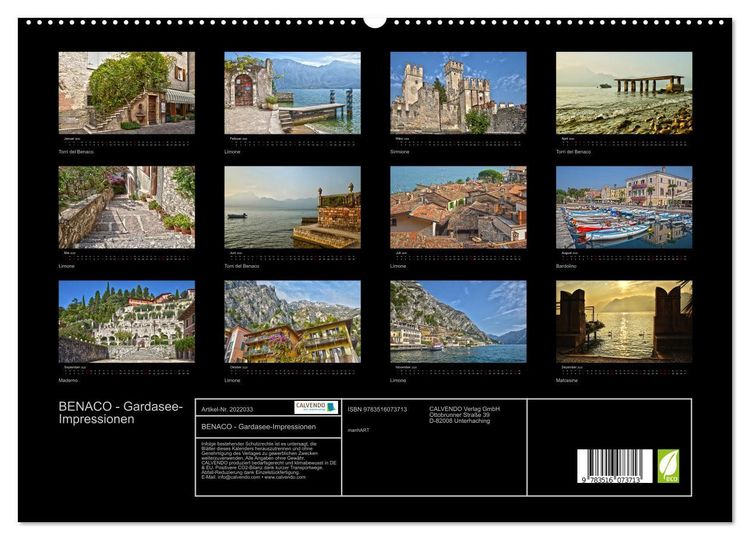 Produktbild: BENACO - Gardasee-Impressionen (hochwertiger Premium Wandkalender 2026 DIN A2 quer), Kunstdruck in Hochglanz