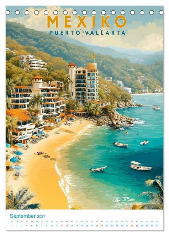 Produktbild: Mexiko - Old School Poster Style (Tischkalender 2027 DIN A5 hoch), CALVENDO Monatskalender