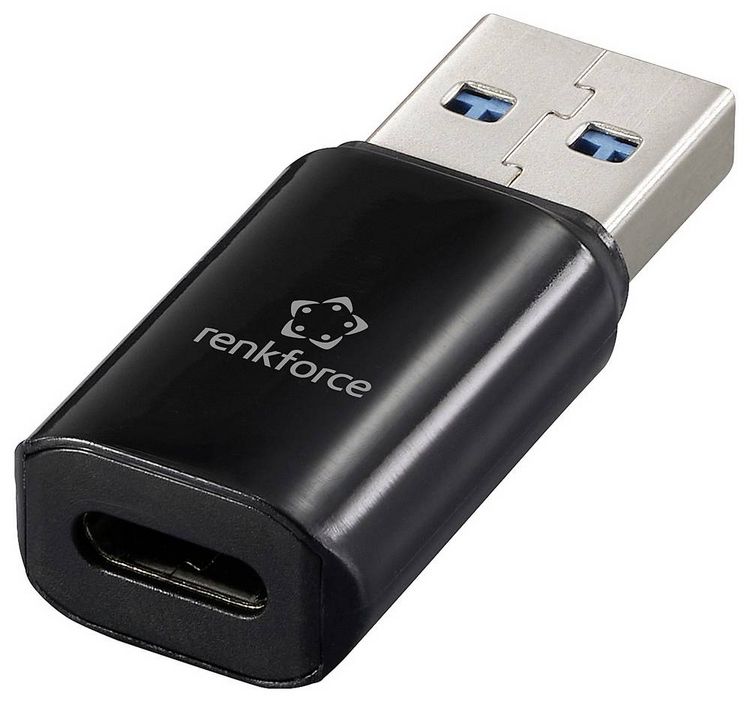 Produktbild: Renkforce USB Adapter [1x USB-A Stecker - 1x USB-C&reg; Buchse] USB 3.2 Type A/C Charging Adapter, PD36W, 10 Gbps LED-Display Laden