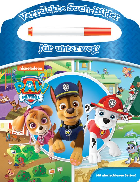Produktbild: PAW Patrol - Verr&uuml;ckte Such-Bilder f&uuml;r unterwegs - Wimmelbuch - Pappbilderbuch mit Stift und abwischbaren Seiten