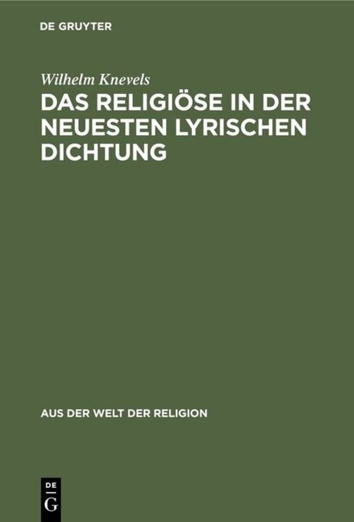 Produktbild: Das Religi&ouml;se in der neuesten lyrischen Dichtung
