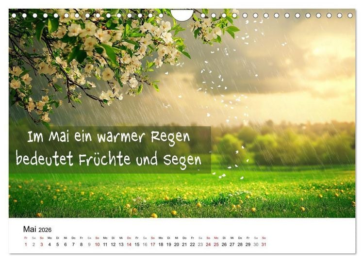 Produktbild: Bauernregeln Kalender - Rhythmus der Jahreszeiten (Wandkalender 2026 DIN A4 quer), CALVENDO Monatskalender