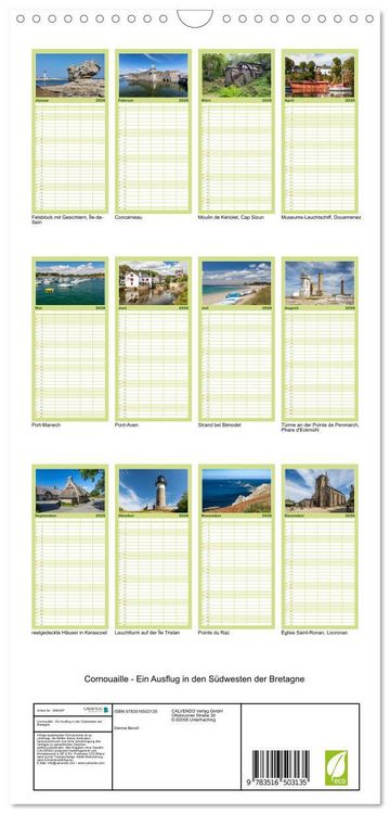 Produktbild: Familienplaner 2026 - Cornouaille - Ein Ausflug in den S&uuml;dwesten der Bretagne mit 5 Spalten (Wandkalender, 21 x 45 cm) CALVENDO