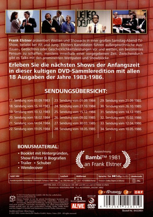 Produktbild: Wetten, dass..? - Box 2 (1983 - 1986) (9 DVDs) (Fernsehjuwelen) [9 DVDs]