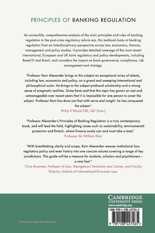 Produktbild: Principles of Banking Regulation