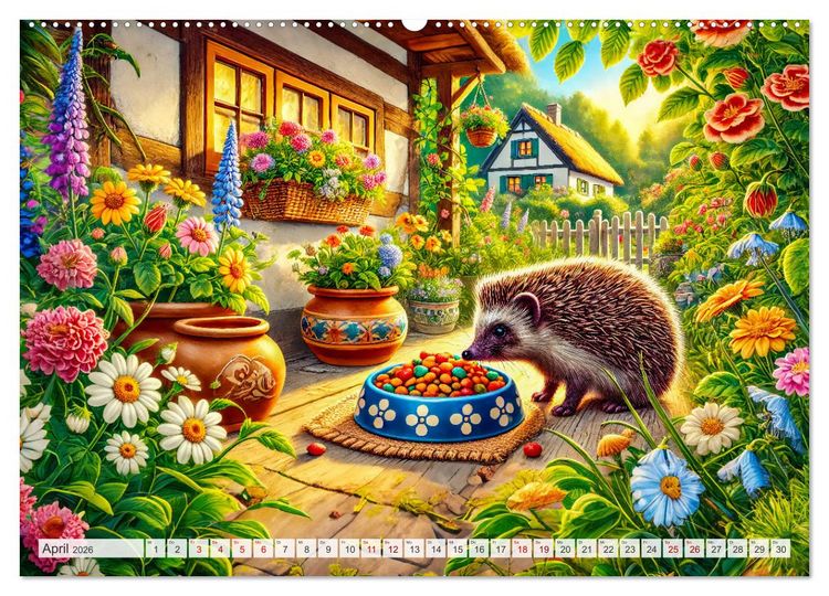 Produktbild: Tiere im Garten - Tierische Begegnungen in der gr&uuml;nen Oase (Wandkalender 2026 DIN A2 quer), CALVENDO Monatskalender