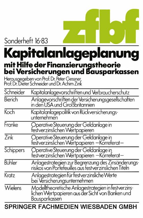 Produktbild: Kapitalanlageplanung mit Hilfe der Finanzierungstheorie bei Versicherungen und Bausparkassen