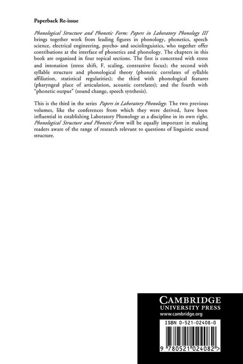 Produktbild: Phonological Structure and Phonetic Form
