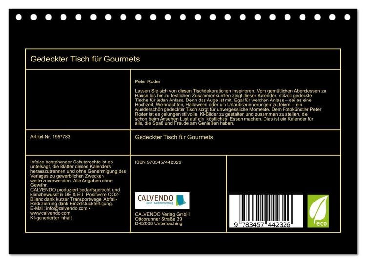 Produktbild: Gedeckter Tisch f&uuml;r Gourmets (Tischkalender 2026 DIN A5 quer), CALVENDO Monatskalender