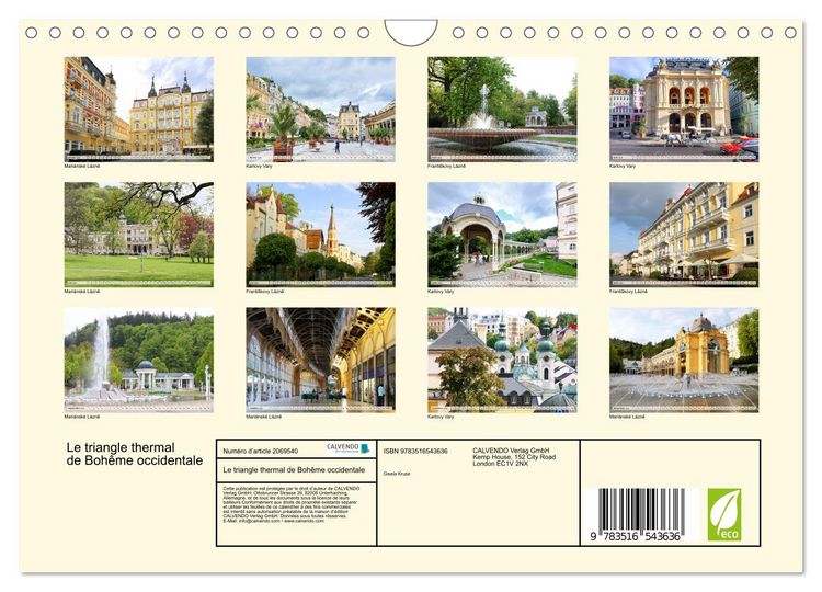 Produktbild: Le triangle thermal de Boh&ecirc;me occidentale (Calendrier mural 2026 DIN A4 vertical), CALVENDO calendrier mensuel