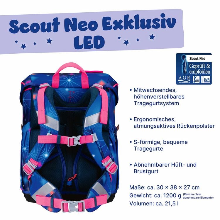 Produktbild: Scout Schulranzen Set Neo LED, Schulranzen Set, 4tlg, Sparkling Dream