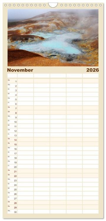 Produktbild: Familienplaner 2026 - Island - Land zwischen Feuer und Eis mit 5 Spalten (Wandkalender, 21 x 45 cm) CALVENDO