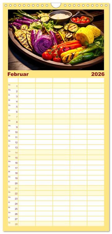 Produktbild: Familienplaner 2026 - BBQ Feuerzauber - Grillkalender mit 5 Spalten (Wandkalender, 21 x 45 cm) CALVENDO